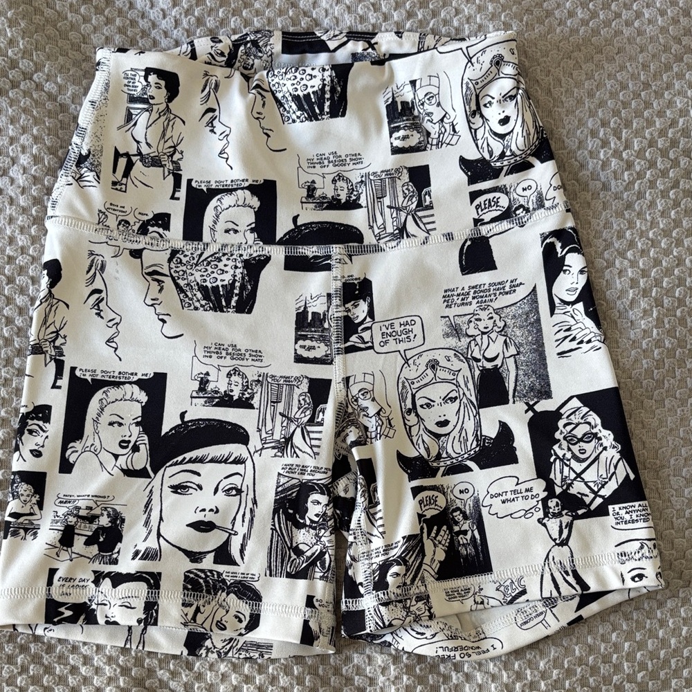 Reformation Black and White Comic Print Shorts